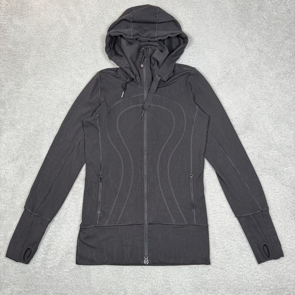Lululemon Define Hoodie Black Full Zip Jacket Women Size‎ 4 Thumbholes Hooded
